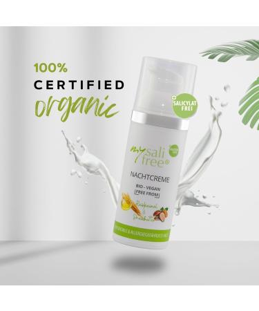  mysalifree Organic Night Cream - Rich Moisturizing Care for Sensitive Skin - With Rice Germ Oil & Shea Butter - 50ml - 100% Certified Organic Cosmetics - Unique in the World - BIO+ - Buy Online on GoSupps.com