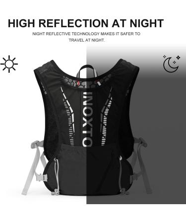 INOXTO Hydration Vest Backpack with 1.5L Water Bladder Bag - Lightweight Water Pack for Running, Hiking, Cycling - Black/White - Buy Online on GoSupps.com