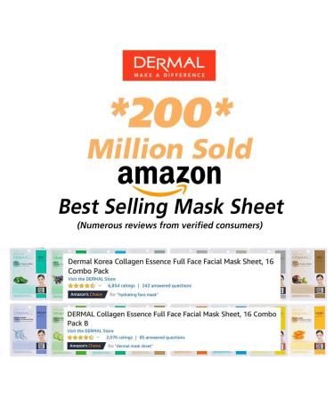 DERMAL 24 Combo 2 Pack Collagen Essence Facial Mask Sheet - Korean Face Mask Collection for Every Skin Concern - Buy Online on GoSupps.com