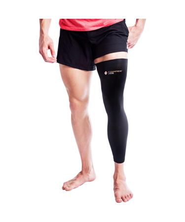 Copper Joe Full Leg Compression Sleeve - Ultimate Copper Infused, Support for Knee, Thigh, Calf, Arthritis, Running and Basketball. Single Leg Pant For Men & Women (Large) Large (Pack of 1)