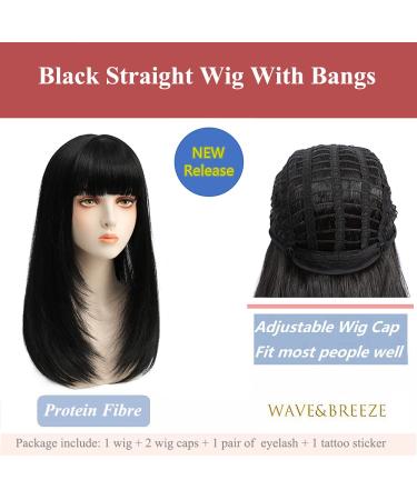 Upgrade Black Straight Hair Wigs with Bangs for Women | Synthetic Soft Fibre | L1 Black - Buy Online on GoSupps.com