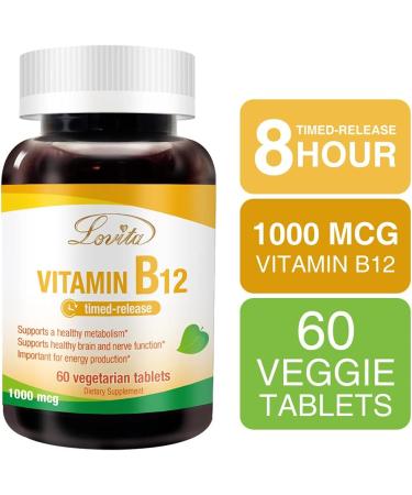 Lovita Vitamin B12 1000 mcg Timed Release - 60 Vegetarian Tablets (2 Month Supply) - Buy Online on GoSupps.com