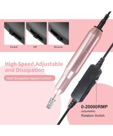 RedFlow Professional Electric Nail Drill Kit - 6 Bits & 50 Sanding Bands Included (Pink) - Buy Online on GoSupps.com