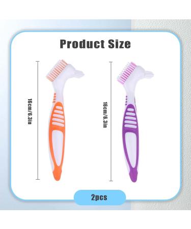 Press Toothbrush Set - 2 Denture Brushes for Effective Prosthesis Cleaning | Orange & Purple - Buy Online on GoSupps.com