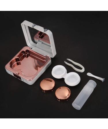 Rankomu Portable Contact Lens Case Marble Mirror Contact Lens Case Square Contact Lens Case(Rose Gold)