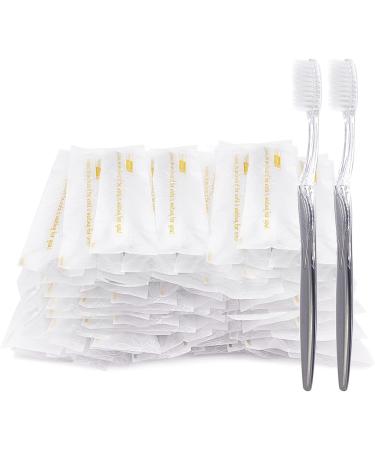 100 Pack Grey Disposable Toothbrushes - Individually Wrapped Soft Brushes for Travel & Homeless - Buy Online on GoSupps.com