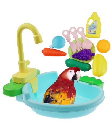 Toysructin Bird Parrot Bathtub, Automatic Bird Bathtub with Faucet Bird Bathroom Accessories Toys for Small Medium Birds Bathing Tub for Bird Parrot Bird Shower Bowl for Parrots Parakeet Canaries OneSize Toys Set