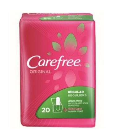 Carefree Original Regular to-Go Pantiliners, Fresh Scent 20 ea (3 Pack)