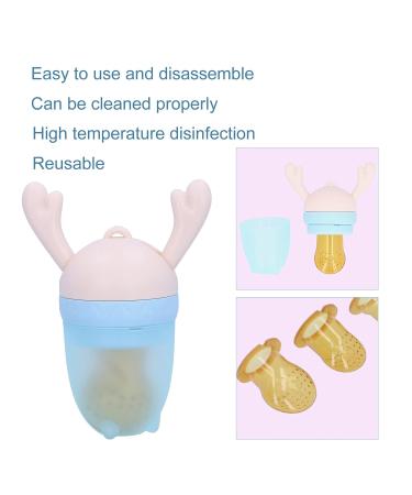 Baby Fruit Food Feeder Pacifier - Silicone Juice & Food Feeder for Toddlers | 3 Sizes Bite Rings | Pink - Buy Online on GoSupps.com