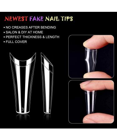 Magic Armor 600-Piece French Nail Tips | Press-On Ballerina Nails with Glue | 12 Sizes Half Cover | DIY Nail Studio Kit - Buy Online on GoSupps.com