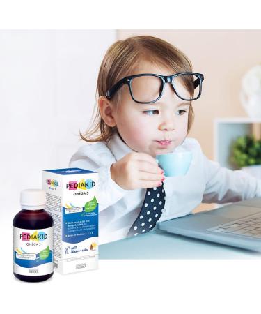 PEDIAKID - Omega 3 - Natural Dietary Supplement - Exclusive Agave Syrup Formula - Rich in DHA - Promotes Good Brain Function - Lemon Cola Flavor - 125ml Bottle - Buy Online on GoSupps.com