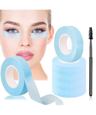 Ebanku 6 roll eyelashes tape eyelashes adhesive tape micropore eyelashes tape eyelash isolations adhesive tape with 1 eyelash brush for eyelashes lash extension eyelash extension tools (blue)
