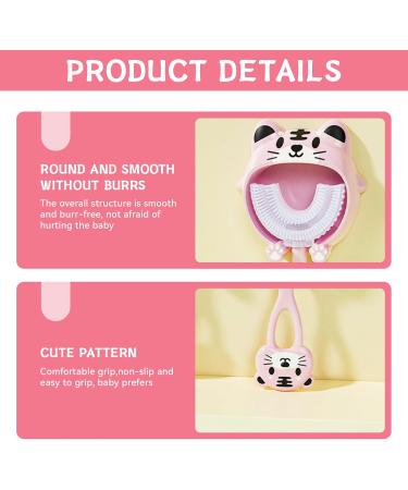 U-Shaped Toothbrush for Kids - Food-Safe Soft Silicone 360 Whole Mouth Clean Manual Training 2-Pack (Blue & Pink) - Perfect for Toddlers Aged 2-6 - Buy Online on GoSupps.com