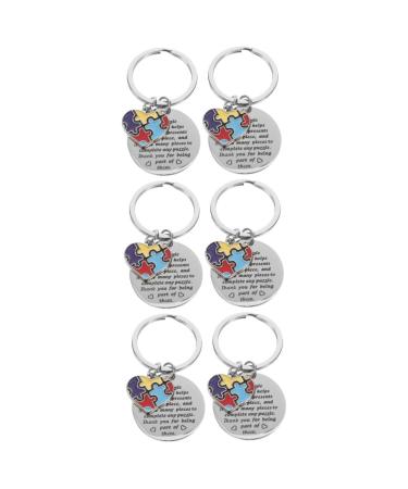 Toyvian 6 STK key pendants speaks keychain as your keychain awareness key trailer puzzle jewelry charm friendship rustproof steel lovers