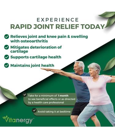 Vitanergy Joint Pain Relief - High Potency MSM & Glucosamine Supplement - Arthritis Relief Formula - 180 Capsules - Non-GMO Dairy-Free Clean Ingredients - Made in Canada - 1.5 Month Supply - Buy Online on GoSupps.com