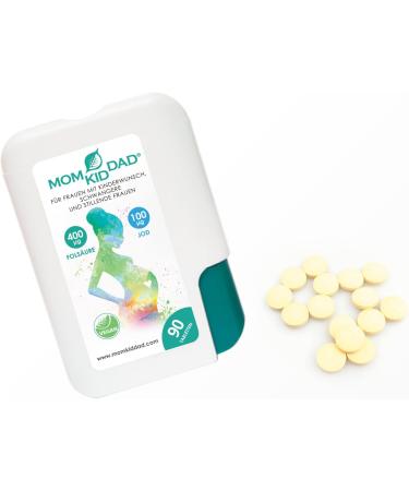 Momkiddad Folic Acid & Iodine Supplements for Women - Vegan 90 Mini Tablets for Pregnancy & Breastfeeding - 3-Month Supply - Buy Online on GoSupps.com