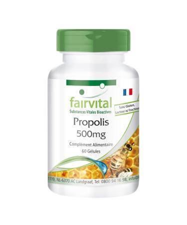 Fairvital | Propolis Extract 500mg - 60 Capsules - 1000mg per daily dose - normalized to 3% galangin - natural propolis