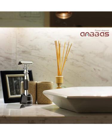 Absbas Black Long Handle Razor Plane Set Wet Shaving Rack for All Double Razor Blades - Perfect for Men & Women | International Shipping - Buy Online on GoSupps.com
