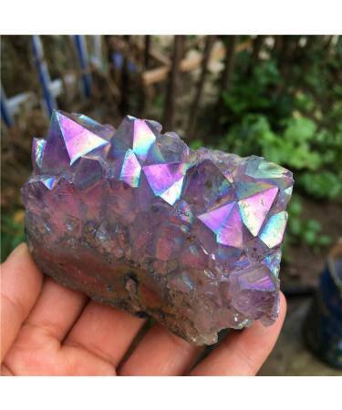 Natural Crystal Rough Rainbow Natural Aura Angel Amethyst Crystal Cluster Plating Titanium Coating Quartz Vug Gemstone Flower - Buy Online on GoSupps.com