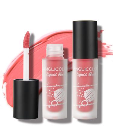 Anglicolor 2PCS Liquid Blush Matte Velvet Milk Blush for Cheeks Natural Blush Sheer Flush Of Color Cheek Blush Lipstick Eyeshadow Lightweight Blush Makeup  Highly Pigmented  Vegan & Cruelty Free(01 Peach) 2pcs01 Peach