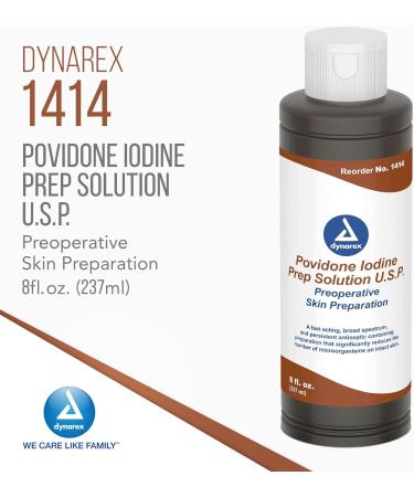 Dynarex Povidone-Iodine 10% Prep Solution - 1 Case of 24, 8 fl. oz. Bottles - Antiseptic for Skin & Surgical Site Prep - Buy Online on GoSupps.com