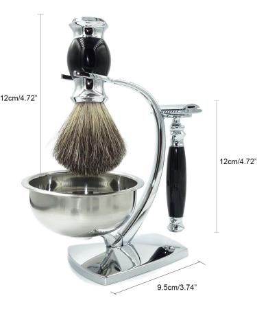 Premium Razor Holder Set - Luxury Shaving Stand & Accessories for Men | Double Blazing Razor & Soap Shell | Perfect Gift - 9.5x15cm Silver - Buy Online on GoSupps.com
