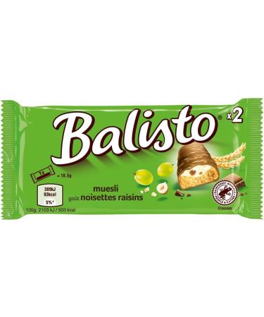 Box of 20 Balisto Biscuit Coated in Milk Chocolate with Raisin and Hazelnut Flavor - 20 Biscuits of 37g - 740g - Buy Online on GoSupps.com