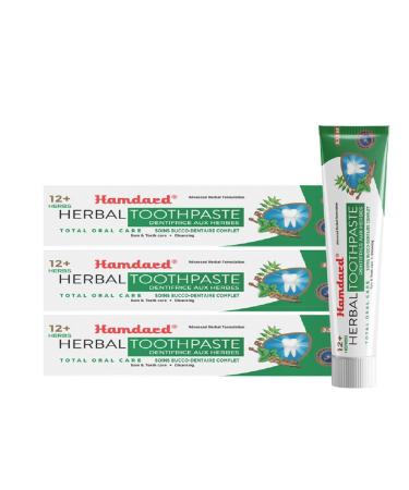 Hamdard 12 Herbs Miswak Total Oral Care Toothpaste 100g / 3.53Oz (Pack of 3)