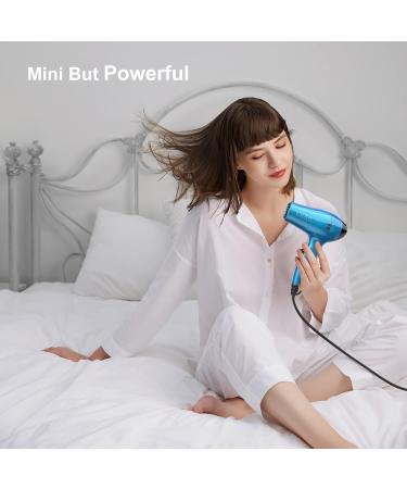 LURA Mini Travel Hair Dryer with Diffuser & Concentrator - Dual Voltage Portable Blow Dryer | Compact Lightweight 1200W for Men and Kids - Blue - Buy Online on GoSupps.com