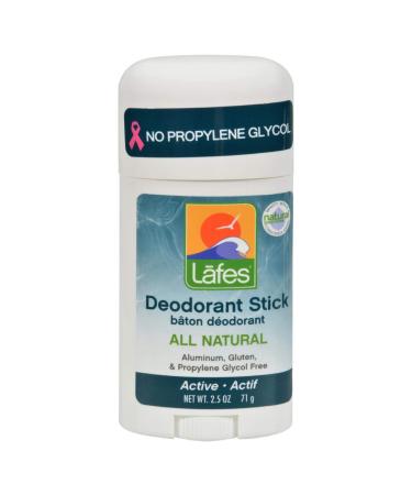 Lafes Natural Crystal Natural and Organic Deodorant Stick Active 2.50 oz