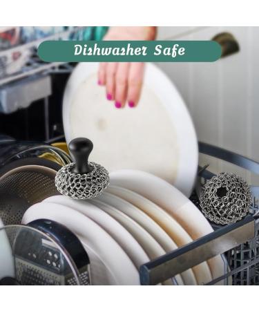 rumoe Cast Iron Scrubber - 316 Cast Iron Cleaner Scrubber Chainmail Scrubber for Cast Iron Pans Skillet Scrubber Reusable - Buy Online on GoSupps.com