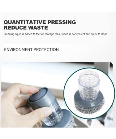 Soap Dispensing Dish Brush - Push Dispensing Dish Soap Scrubber Brush | Multifunctional Ergonomic Steel Scrubber Kitchen Cleaning Brush or Dishes Pot Pan Kitchen - Buy Online on GoSupps.com