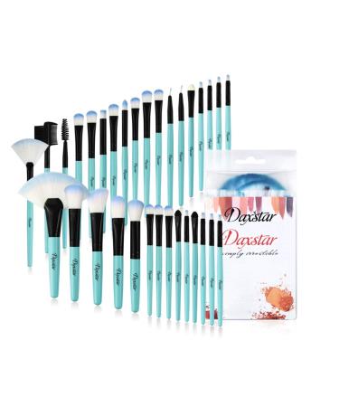 Blue Makeup Brushes, 32Pcs Essential Eyeshadow Eyeliner Face Powder Cream Liquid Cosmetic Brushes Kits with Cruelty-Free Synthetic Fiber Bristles 4-Blue