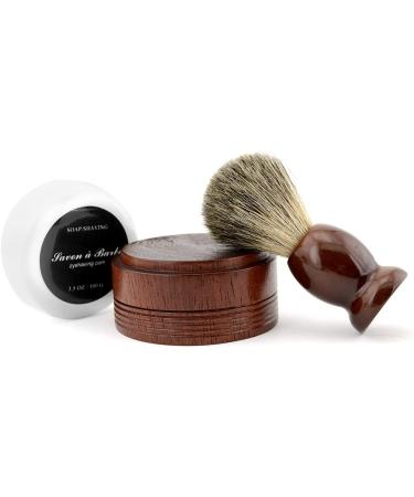 Pure Badger Hair Shaving Brush with Natural Wood Mug and Hand-Made Soap - Barber Set - Buy Online on GoSupps.com