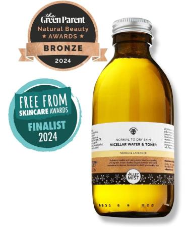 Valley Mist Micellar Water + Toner for Normal - Dry Skin - 3 in 1 Makeup Remover Cleanser + Toner - with Neroli + Lavender - 200 ml - Buy Online on GoSupps.com