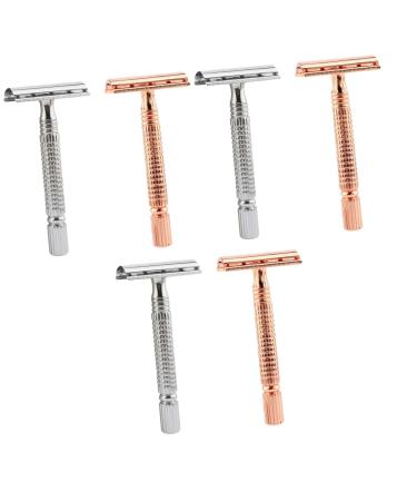 Minkissy 6 Stk Reader mustache Roading blade Hand personal razor in a T-shaped metal razor for women Tool shaving The head is an zinc laying man old-fashioned as shown x 3 pieces 1 piece (1 Pack)