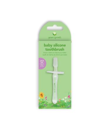 green sprouts Silicone Baby Toothbrush | Massages and Cleans Gums & Teeth | Soft, Flexible & Durable | Safety Shield for Protection - Buy Online on GoSupps.com
