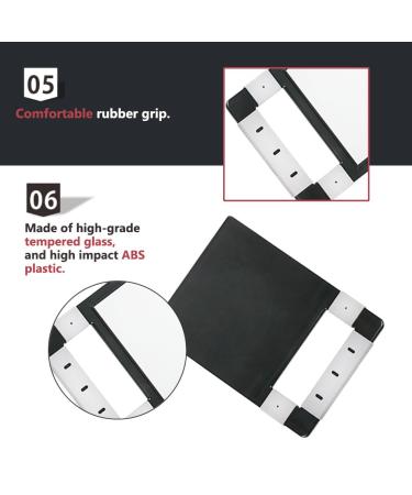 DEATTI Large Unbreakable Hand Mirror with Silicone Handle | Salon Barber Shop Vanity Mirror - Black 8.2 x 11.8 inches - Buy Online on GoSupps.com
