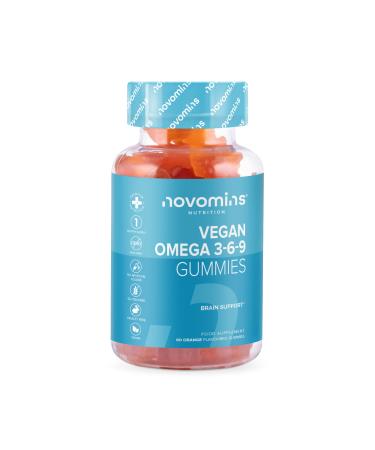 Omega 3 Gummies - Vegan - 1 Month Supply Supports Heart Brain & Eye Health - Vegan & Vegetarian - Chewable Omega 3 6 9 Sustainable Plant Based Alternative to Fish Oil - Made by Novomins