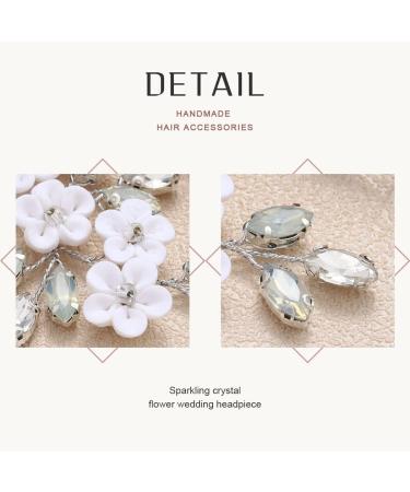 Relandy Flower Bride Wedding Hair Pin Crystal Silver Headpiece Rhinestone Bridal Hair Accessories for Women and Girls - Buy Online on GoSupps.com