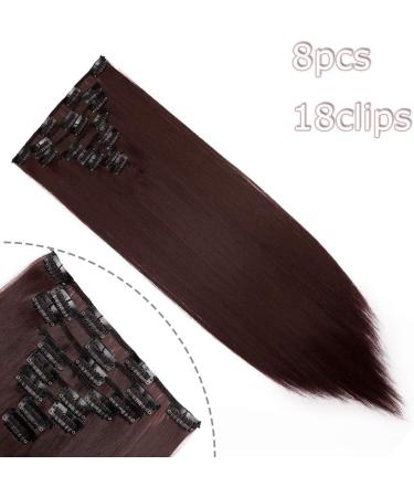 23 Dark Wine Red Clip-In Hair Extension - 8 Pcs Synthetic Hair, 23 Inch Straight - Buy Online on GoSupps.com