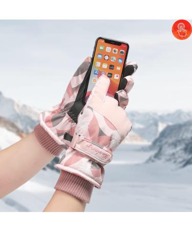 Lecylanker Women's Ski Gloves - Touchscreen Waterproof Snowboard Gloves - Stylish Pink Winter Sports Gloves - Buy Online on GoSupps.com
