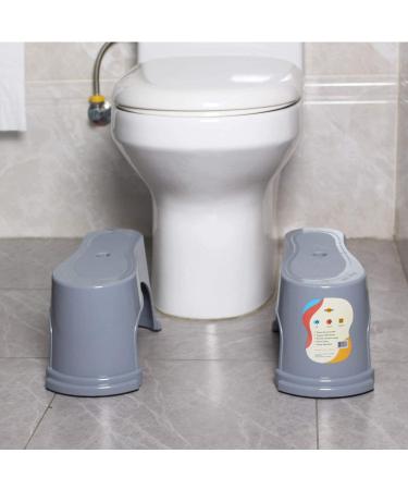 Pair of Heavy Duty Stackable Toilet Potty Stools for Adults - Grey | Flexible Distance Adjustment | Squatting Foot Step Stool - Buy Online on GoSupps.com