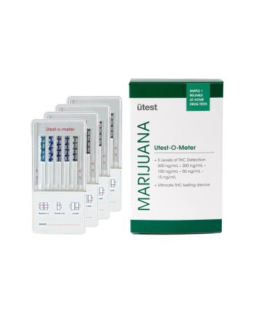 UTest -O-Meter 5 Level THC Home Drug Test | Marijuana Urine Test Kit | Highly Sensitive Testing Strips with Instant Results | 5 Panel Tests 15 ng/mL, 50 ng/mL, 100, 200, & 300 ng/mL (4-Pack)