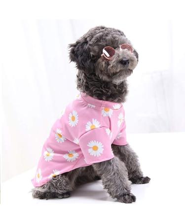 WEYATO Dog Shirt Flowers Summer Cool Beach Cotton Vest for Dogs Cats - Adorable Pink Small Pet Apparel - Buy Online on GoSupps.com