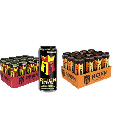 REIGN ENERGY Cherry Limeade 473mL Cans Pack of 12 & Energy Orange Dreamsicle 473mL Cans Pack of 12 DRINK + DRINK_FLAVORED REIGNOD