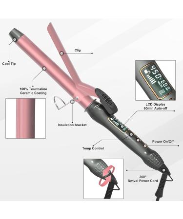 Thirtek 1-Inch Extra Long Barrel Curling Iron - Ceramic Tourmaline 450 F Fast Heat 15 Temp Settings Auto Shut-Off Dual Voltage - Rose Gold - Buy Online on GoSupps.com