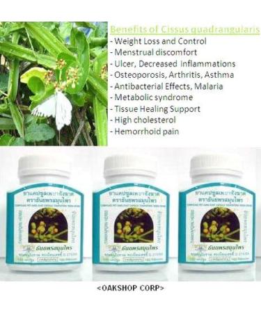 Cissus Quadrangularis (Pet Sung Kart) 200 Capsules - Natural Weight Loss, Lower Sugar & Cholesterol, Hemorrhoids Support | Thanyaporn Herbal Products - Buy Online on GoSupps.com