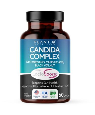 Potent Candida Cleanse Supplement Candida Complex with Oregano Caprylic Acid Black Walnut & Probiotics Supports Gut Health Digestion & Intestinal Flora - 60 Candida Support Capsules