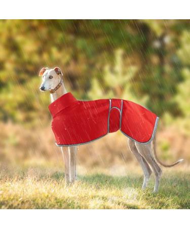 Greyhound rain coat light whippet-coat waterproof greyhound coat waterproof whippet rain coat greyhound-summer winter rain coat dog coats for ambushes for medium-sized and large dogs M red